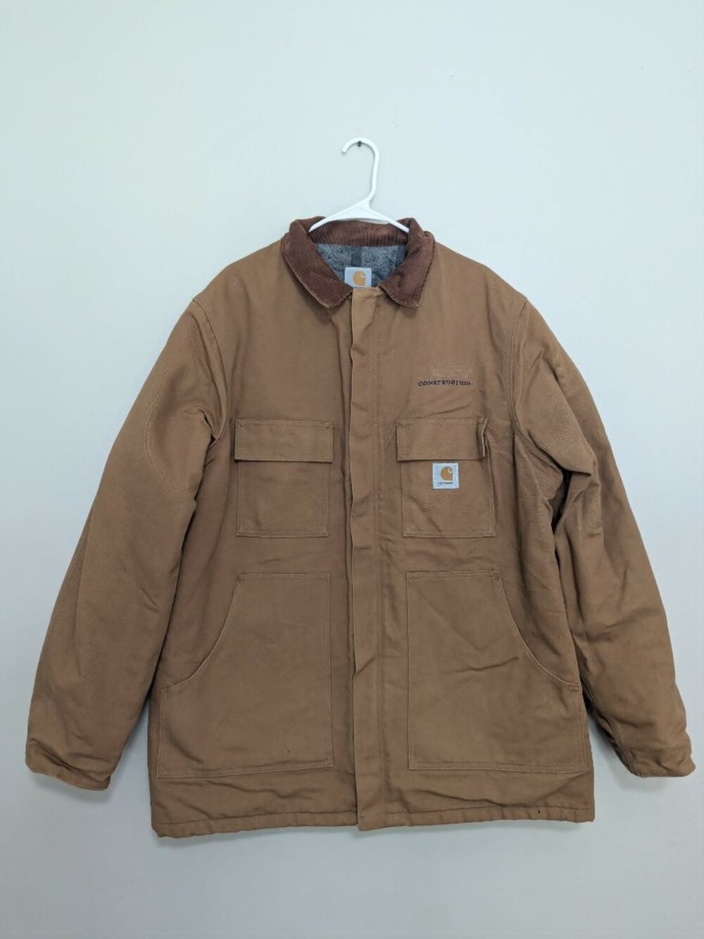 Vintage Carhartt C04 Jacket Brown Duck Canvas Blanket Lined Chore Coat USA 48
